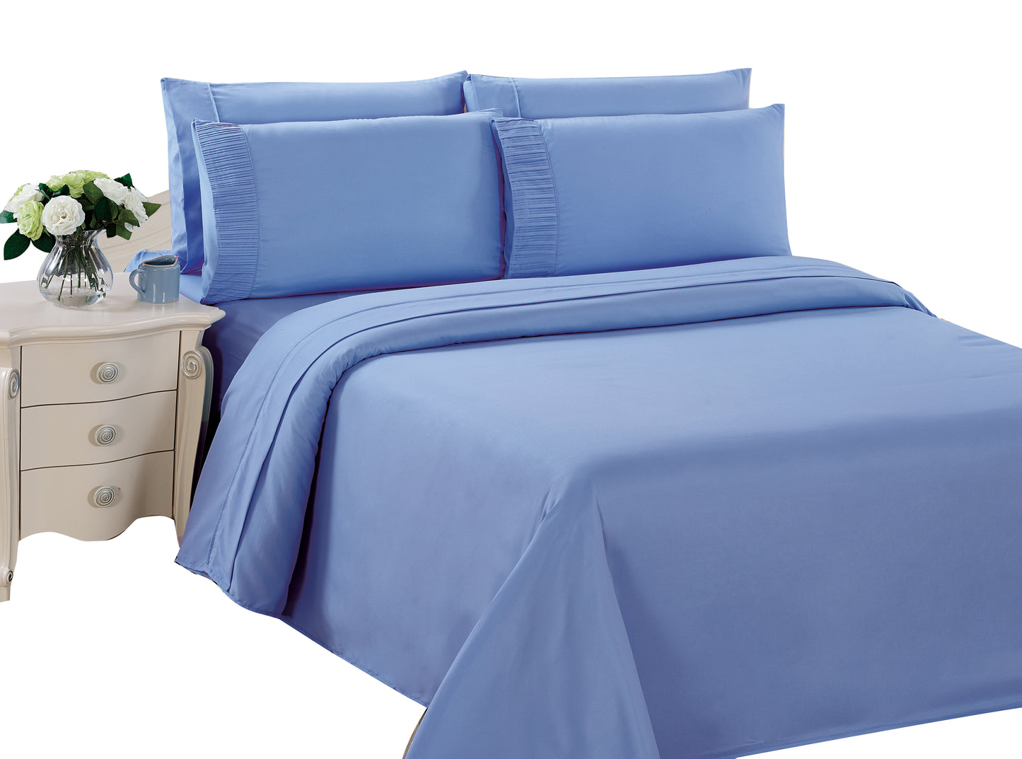 Solid Rayon from Bamboo Soft Bedding Silky Zipper All Season Duvet Cover Set, Light Blue