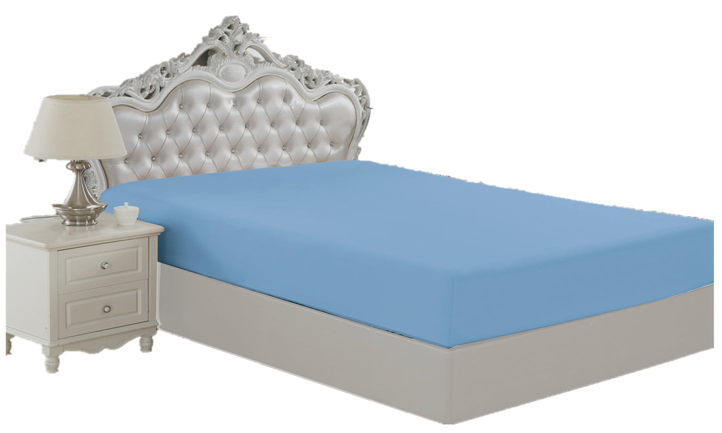Solid Rayon from Bamboo Soft Silky Deep Pocket All Season Bedding Wrinkle Free Fitted Sheet, Light Blue