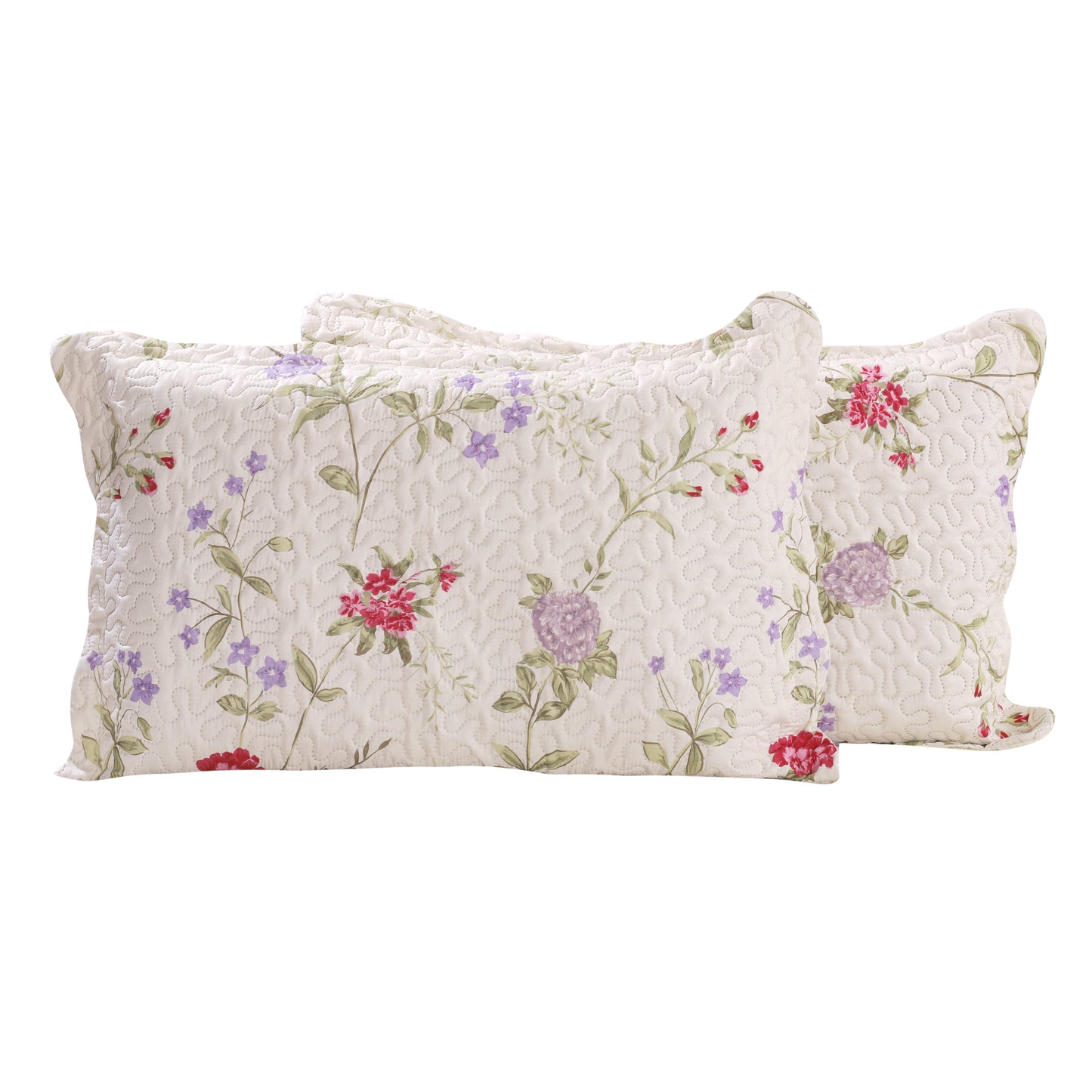 Printed Embossed Pinsonic Soft Bedding Summer Quilt Set, Light Floral