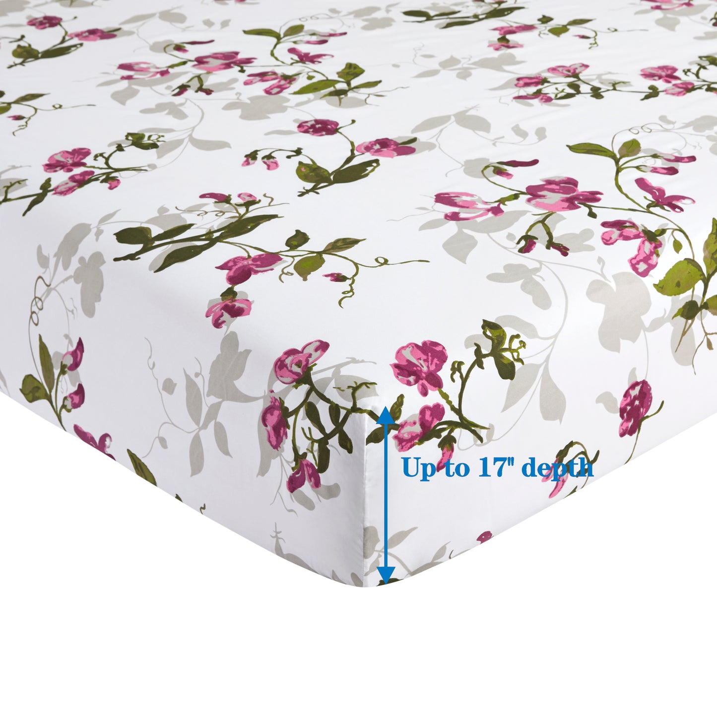 Printed Rayon from Bamboo Soft Deep Pocket Bedding All Season Sheet Set, Pink Light Floral