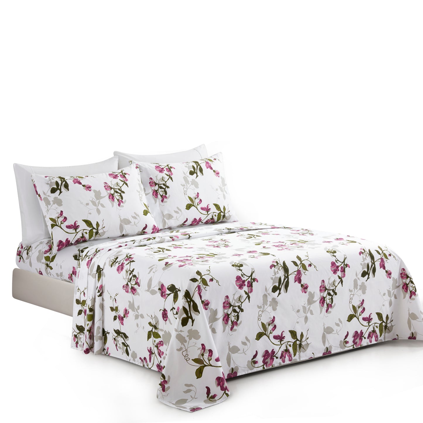 Printed Rayon from Bamboo Soft Deep Pocket Bedding All Season Sheet Set, Pink Light Floral
