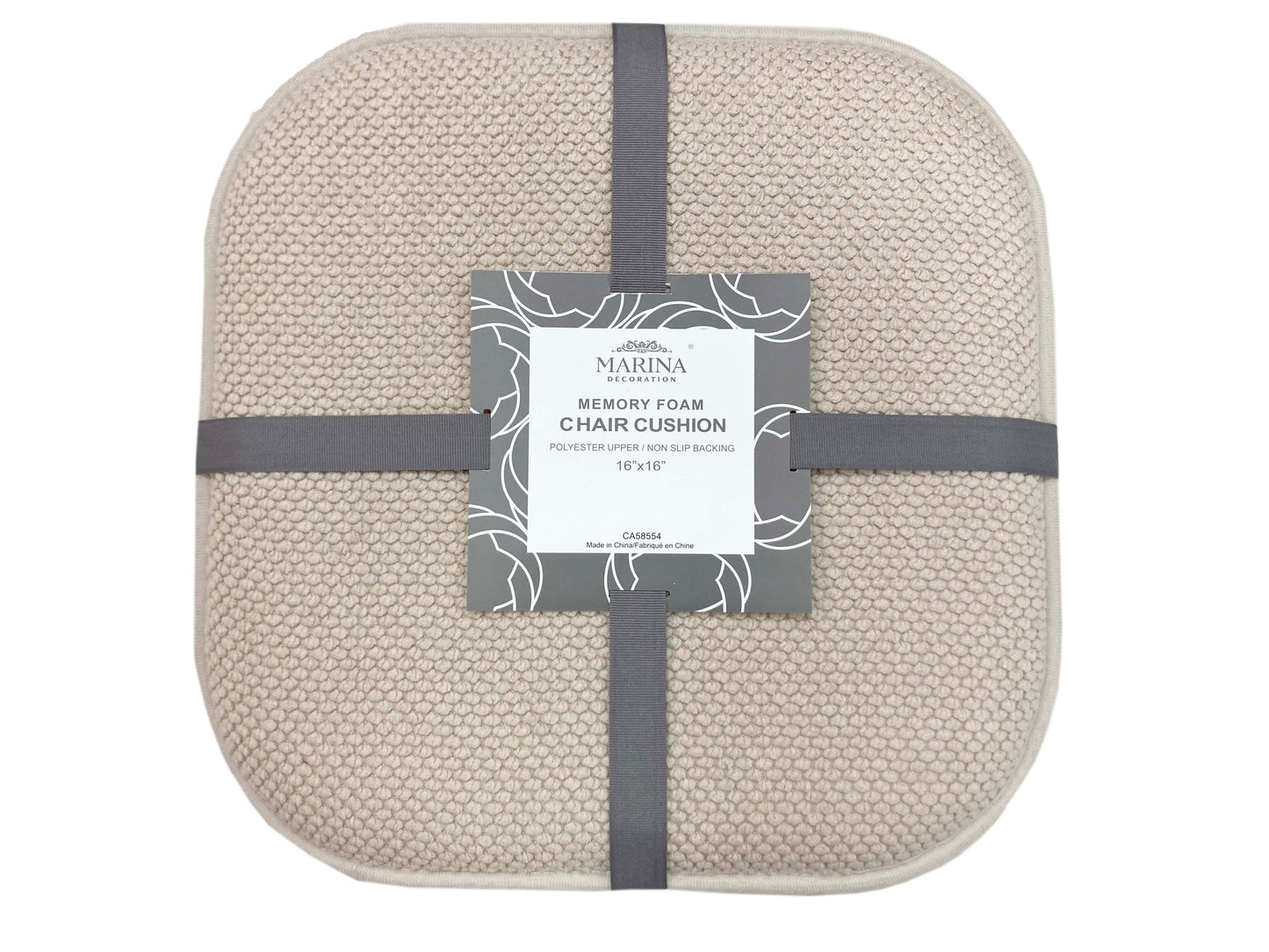 Memory Foam Honeycomb Premium Thick Chair Nonslip Rubber Back Seat Pads Kitchen Chair Cushion Set 16 x 16 Inch, Linen