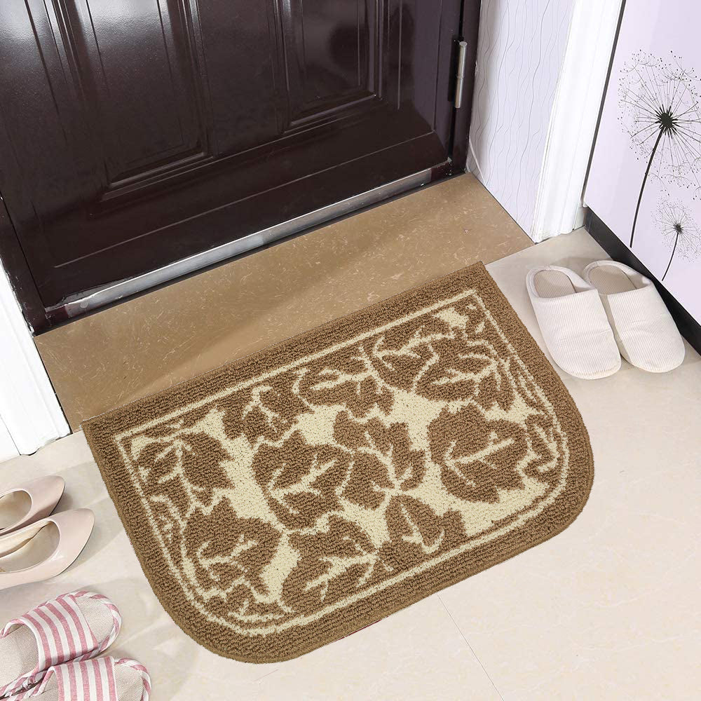 Decor Non-Slip Back Water Absorbent Soft Woven Runner Area Carpet Floor Mat Indoor Kitchen Rug, Taupe Maple Leaves Design