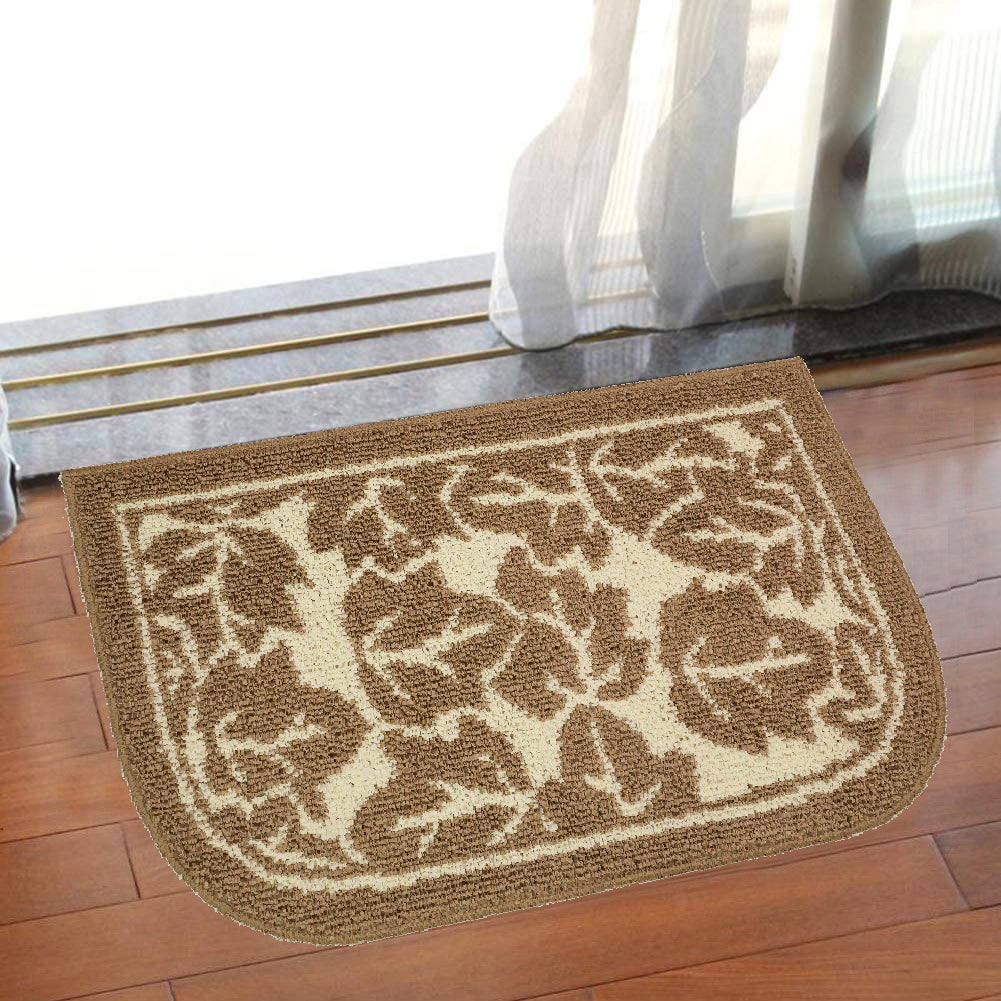 Decor Non-Slip Back Water Absorbent Soft Woven Runner Area Carpet Floor Mat Indoor Kitchen Rug, Taupe Maple Leaves Design