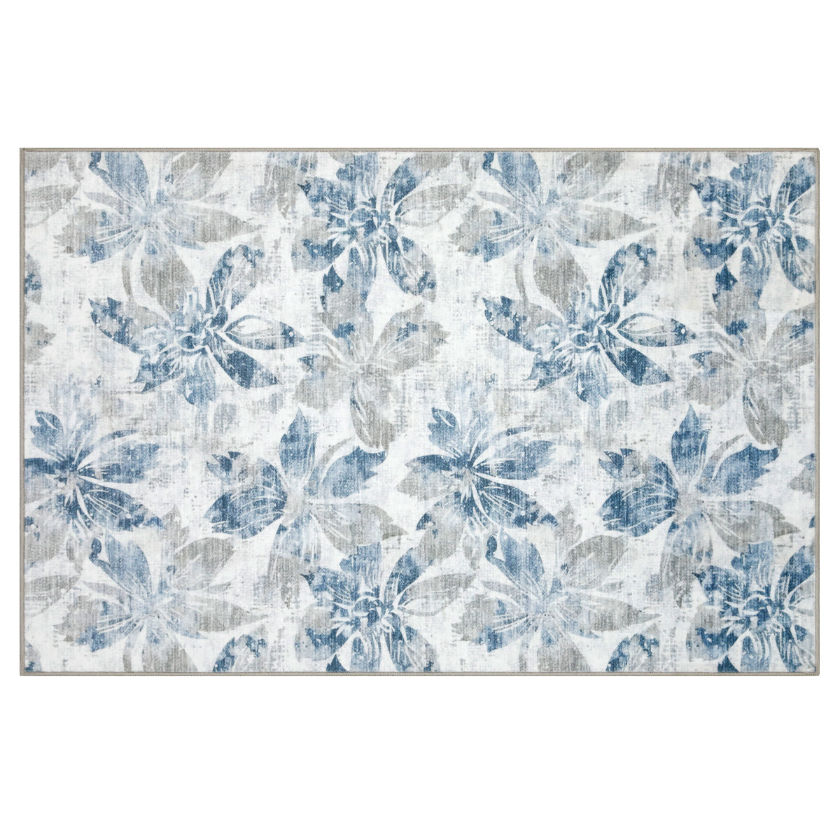 Decor Non-Slip Back Soft Runner Area Carpet Floor Area Rug Indoor Accent Decorative Mat, Blue Grey Floral