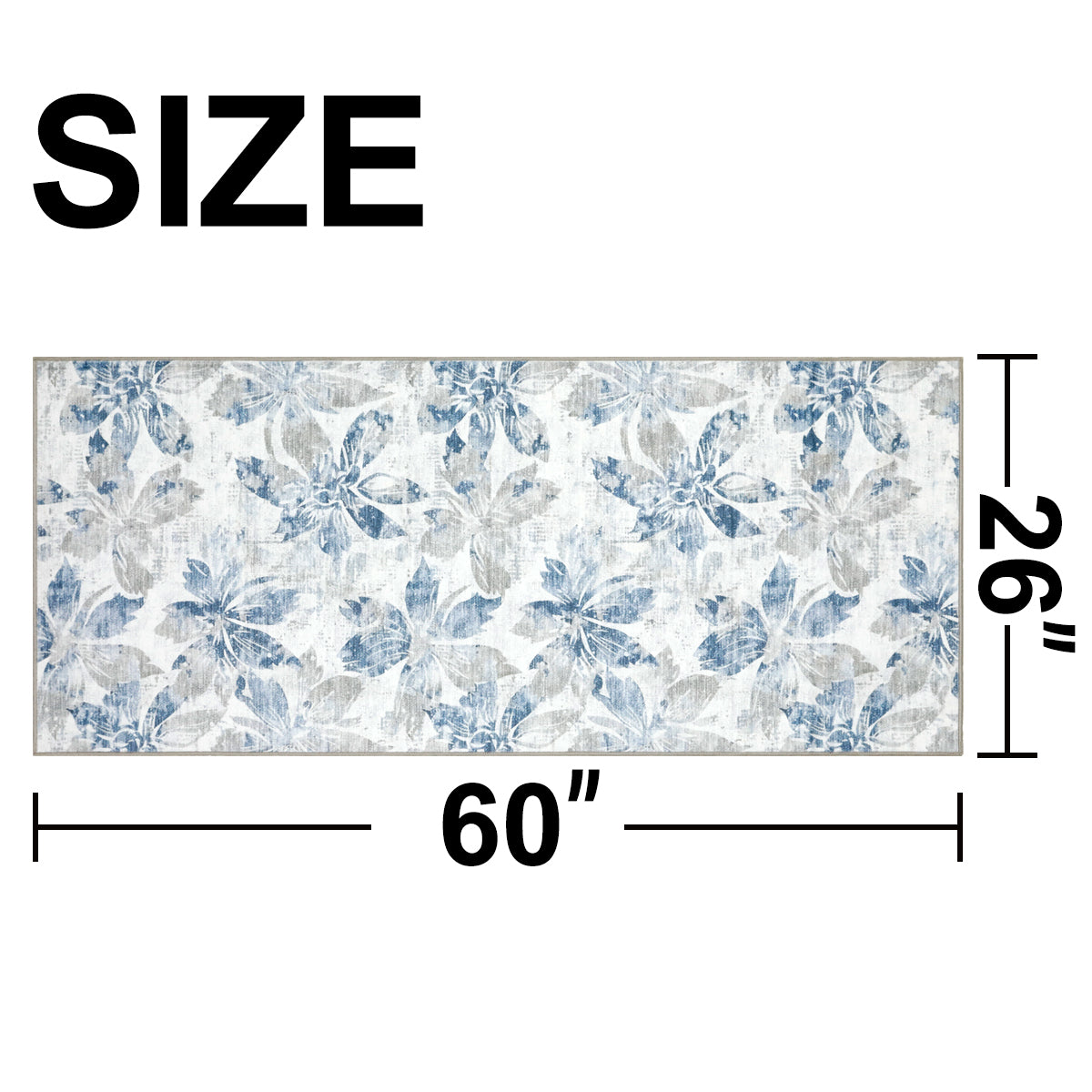 Decor Non-Slip Back Soft Runner Area Carpet Floor Area Rug Indoor Accent Decorative Mat, Blue Grey Floral