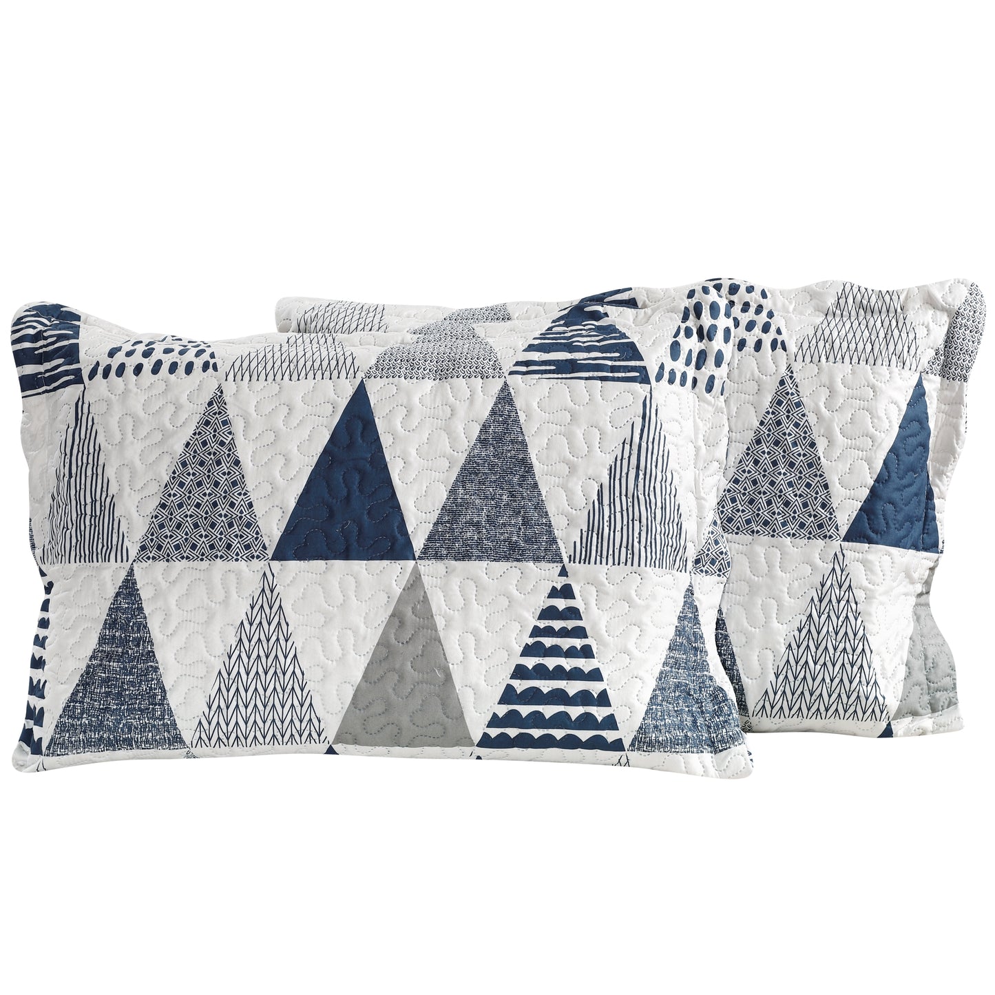 Printed Embossed Pinsonic Soft Bedding Summer Quilt Set, Modern Geometric Triangle