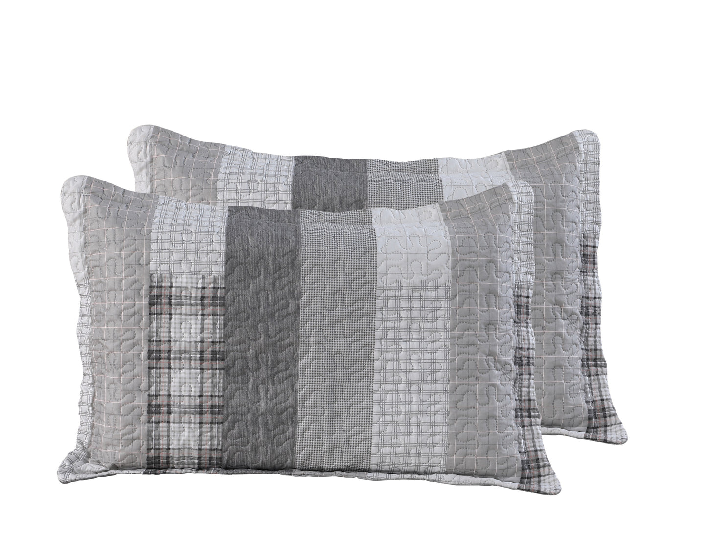 Printed Embossed Pinsonic Soft Bedding Summer Quilt Set, Modern Grey Striped