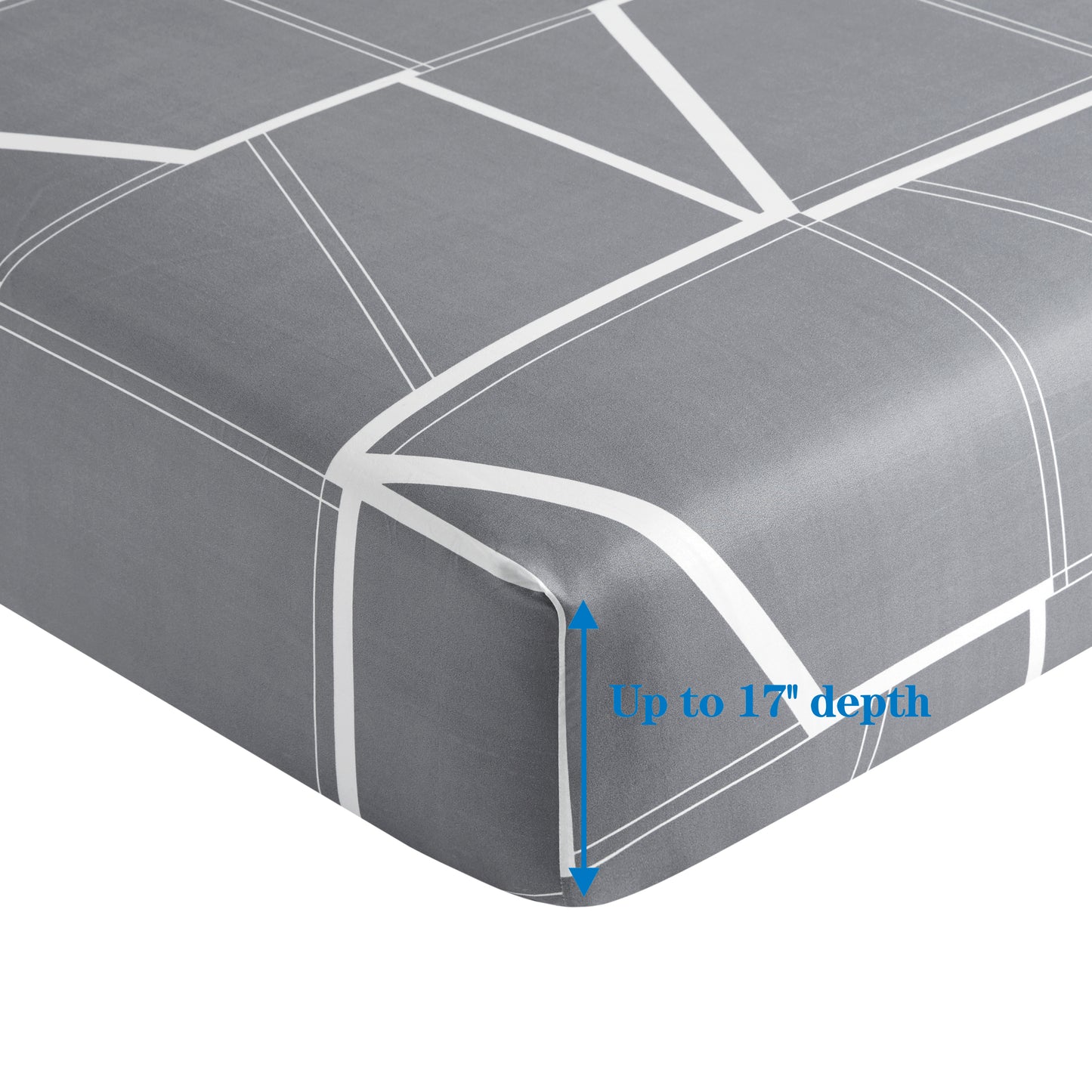 Printed Rayon from Bamboo Soft All Season Duvet Cover Fitted Sheet Ensemble Bedding Set with Zipper and Corner Tie, Grey Geometric