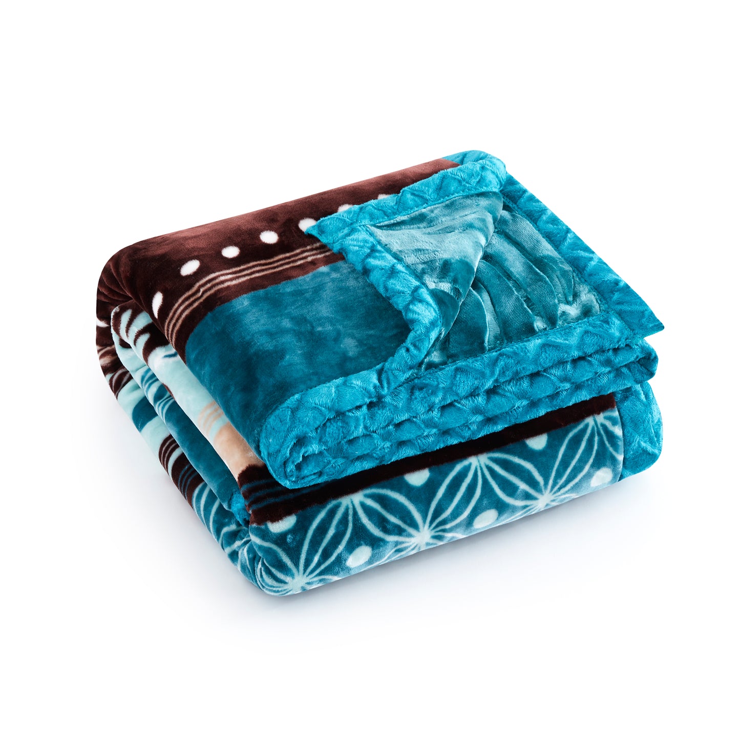 Printed Reversible Woven Fluffy Plush Soft Warm Korean Style 2 Ply Flannel Fleece Throw Animal Mink Blanket, 86" x 94" Modern Floral