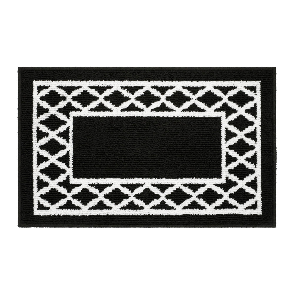 Decor Non-Slip Back Soft Runner Area Carpet Floor Area Rug Indoor Accent Decorative Mat, Moroccan Trellis Black