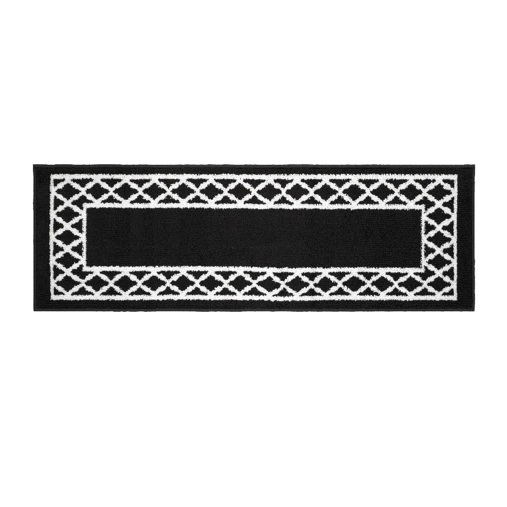 Decor Non-Slip Back Soft Runner Area Carpet Floor Area Rug Indoor Accent Decorative Mat, Moroccan Trellis Black