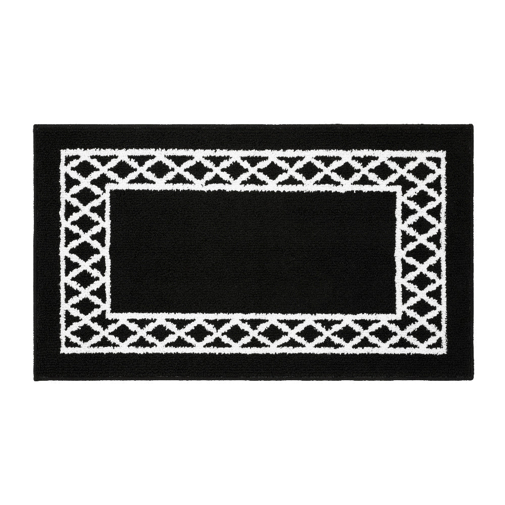 Decor Non-Slip Back Soft Runner Area Carpet Floor Area Rug Indoor Accent Decorative Mat, Moroccan Trellis Black
