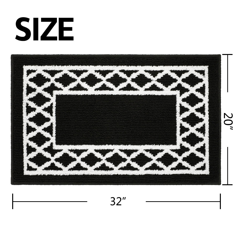 Decor Non-Slip Back Soft Runner Area Carpet Floor Area Rug Indoor Accent Decorative Mat, Moroccan Trellis Black