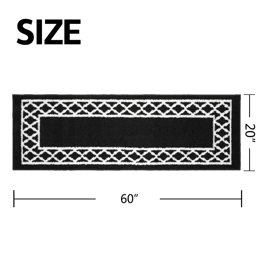 Decor Non-Slip Back Soft Runner Area Carpet Floor Area Rug Indoor Accent Decorative Mat, Moroccan Trellis Black