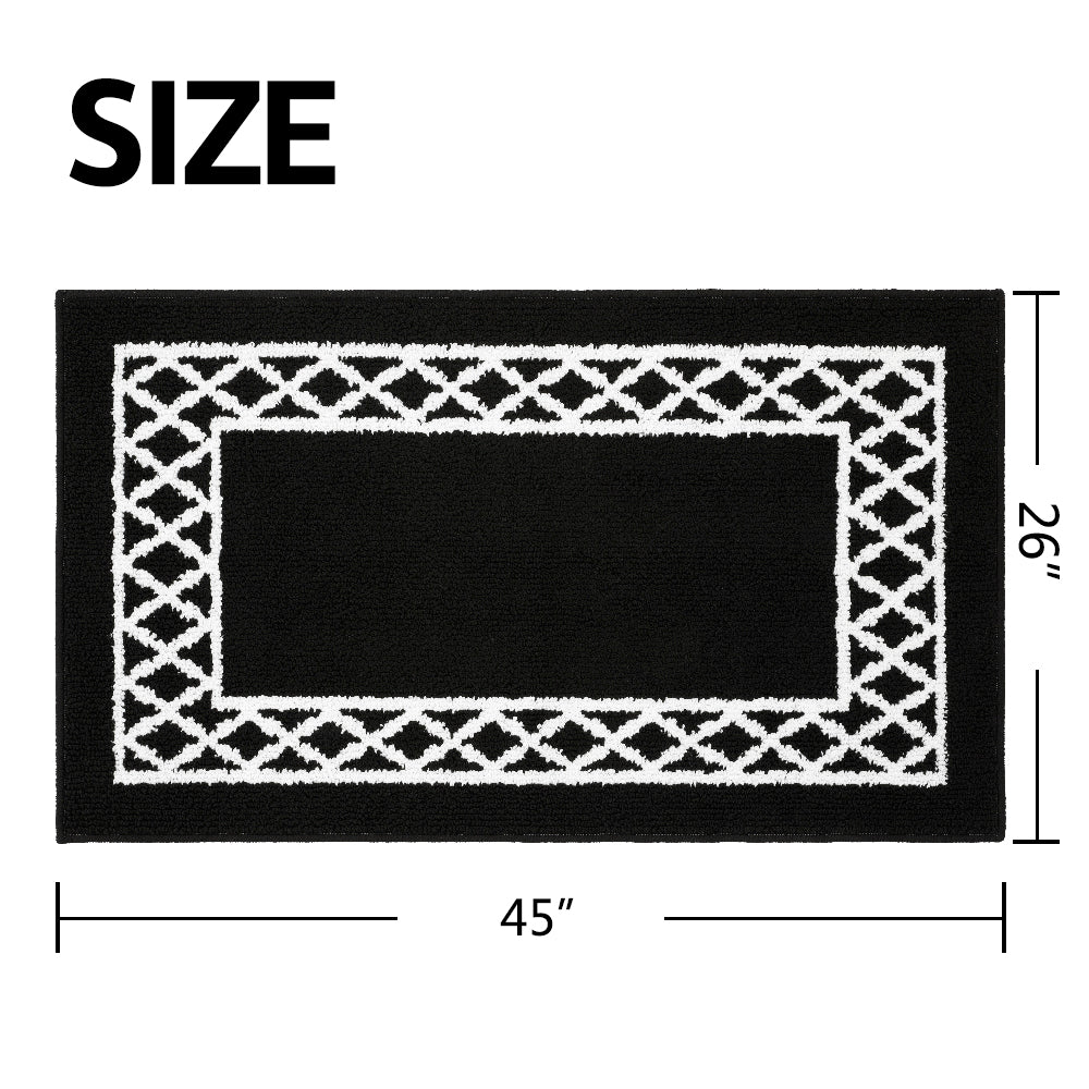 Decor Non-Slip Back Soft Runner Area Carpet Floor Area Rug Indoor Accent Decorative Mat, Moroccan Trellis Black