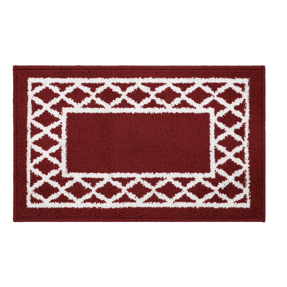 Decor Non-Slip Back Soft Runner Area Carpet Floor Area Rug Indoor Accent Decorative Mat, Moroccan Trellis Burgundy