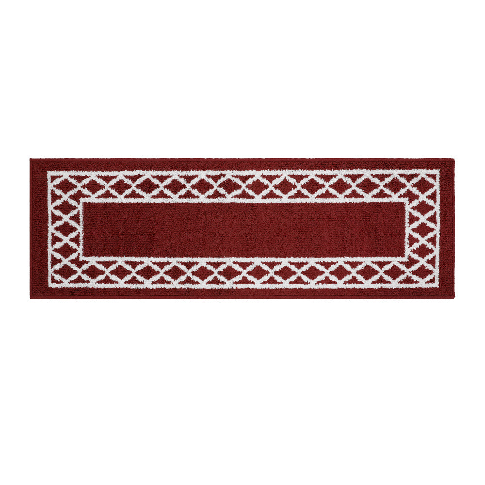 Decor Non-Slip Back Soft Runner Area Carpet Floor Area Rug Indoor Accent Decorative Mat, Moroccan Trellis Burgundy