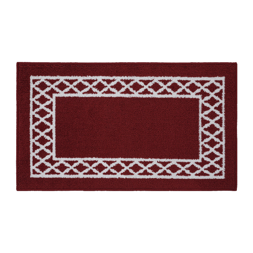 Decor Non-Slip Back Soft Runner Area Carpet Floor Area Rug Indoor Accent Decorative Mat, Moroccan Trellis Burgundy