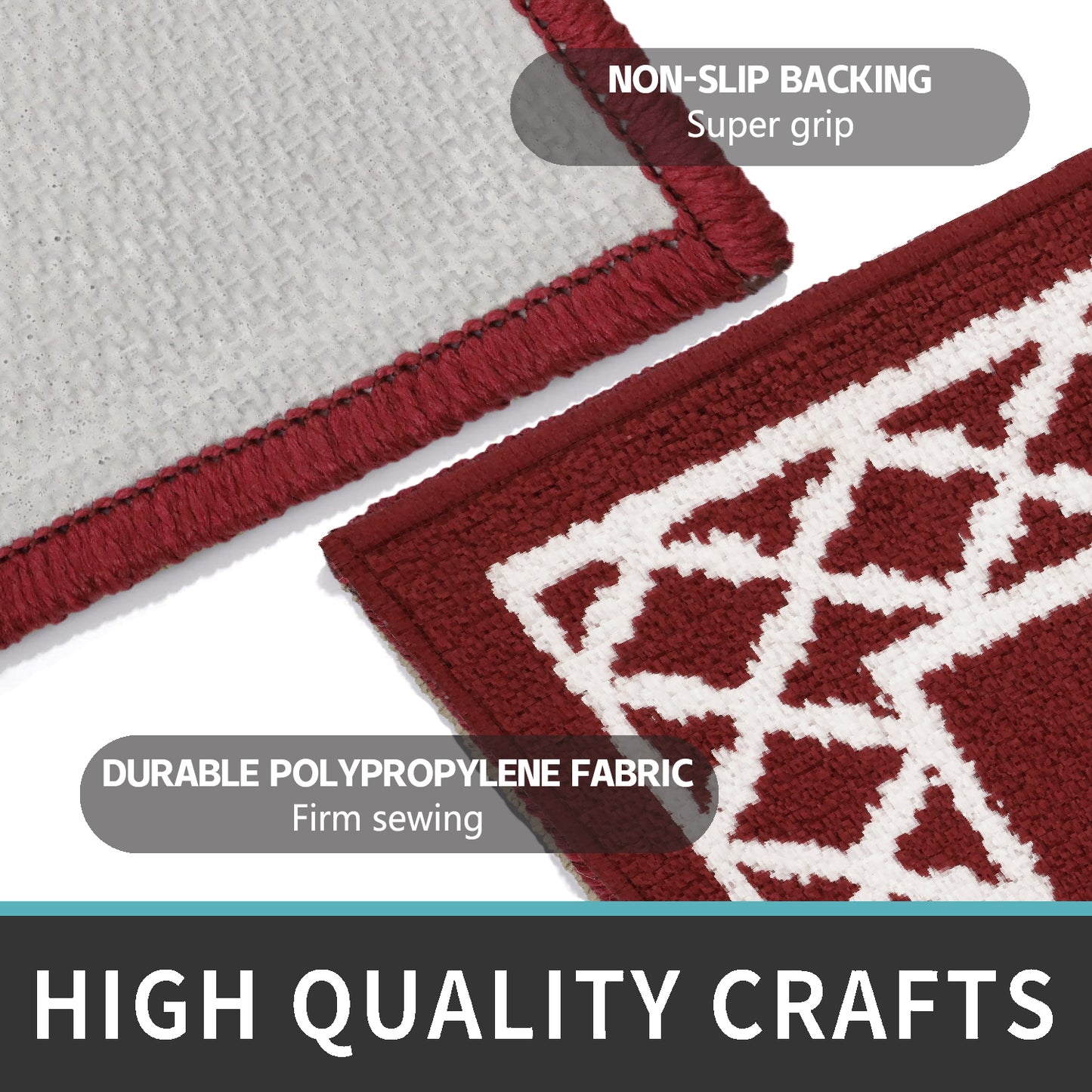 Decor Non-Slip Back Soft Runner Area Carpet Floor Area Rug Indoor Accent Decorative Mat, Moroccan Trellis Burgundy