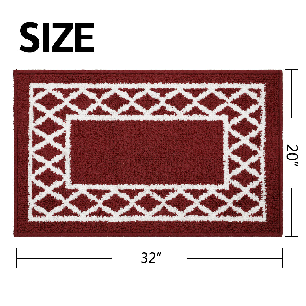 Decor Non-Slip Back Soft Runner Area Carpet Floor Area Rug Indoor Accent Decorative Mat, Moroccan Trellis Burgundy