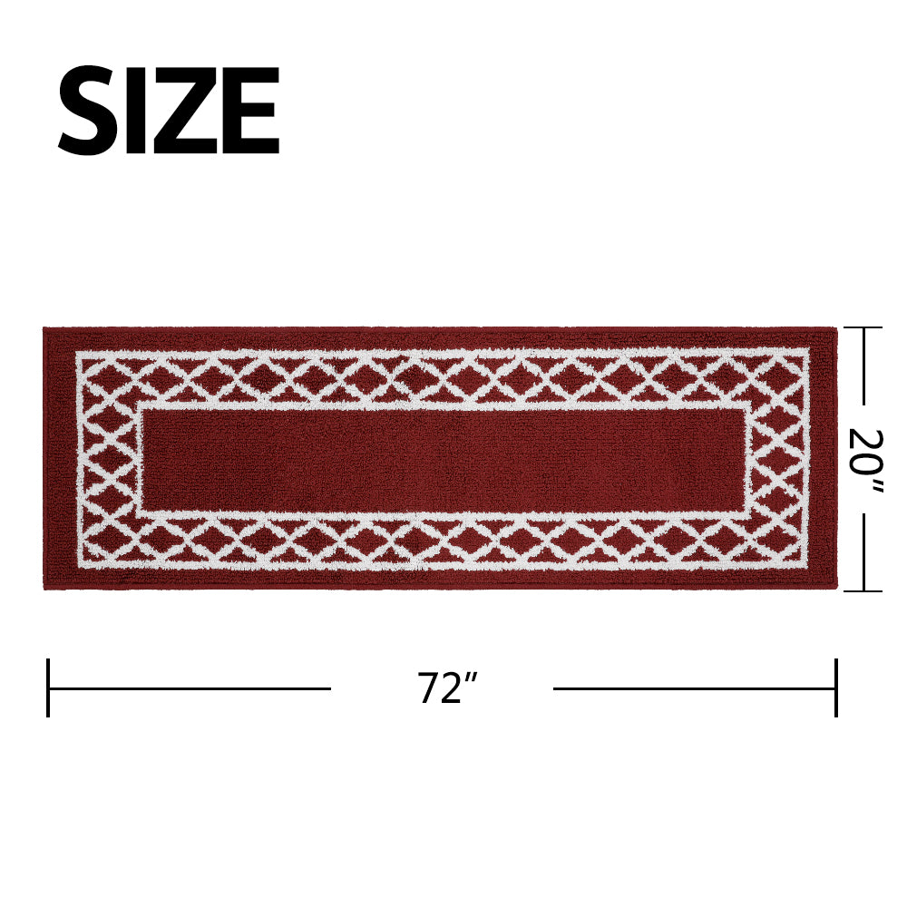Decor Non-Slip Back Soft Runner Area Carpet Floor Area Rug Indoor Accent Decorative Mat, Moroccan Trellis Burgundy