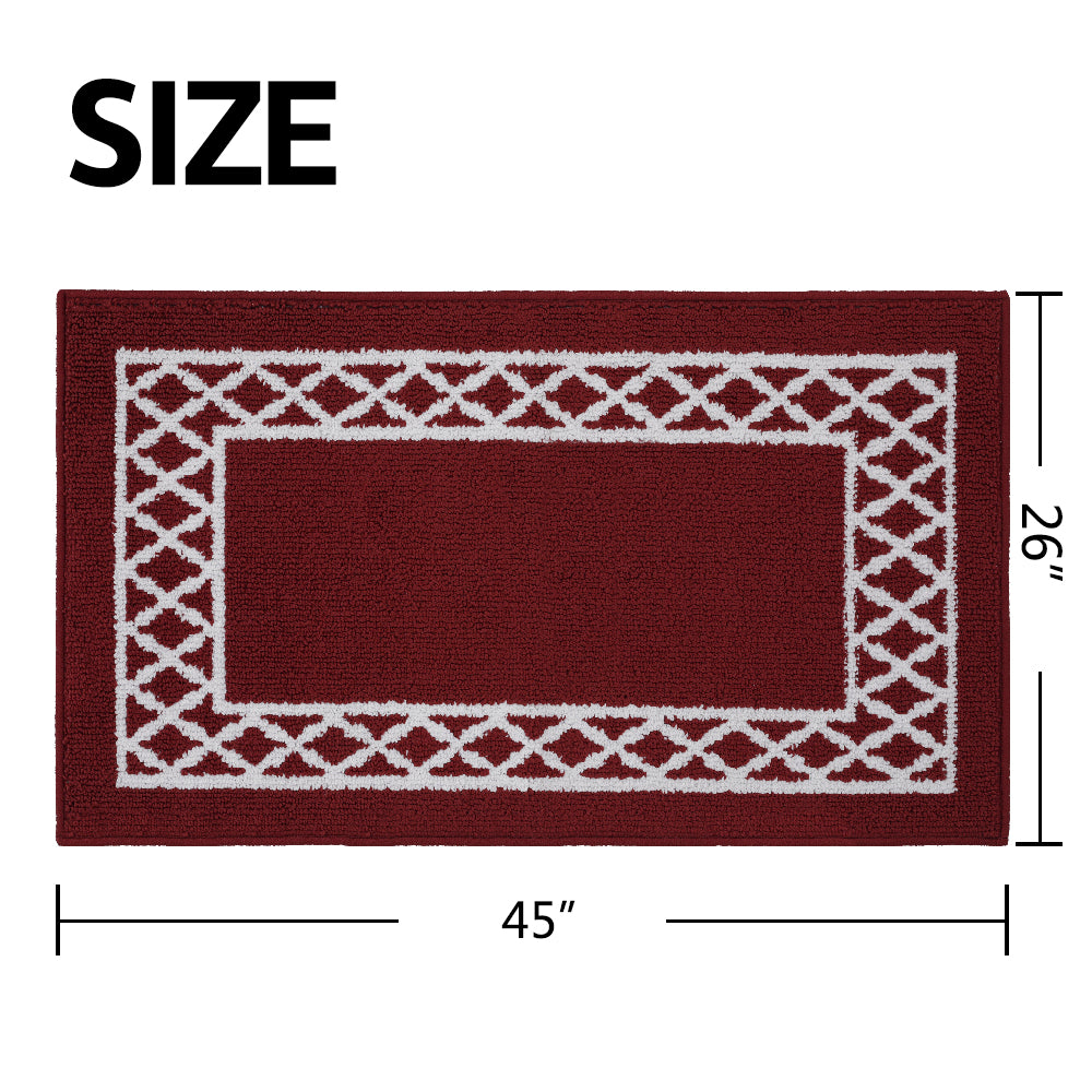 Decor Non-Slip Back Soft Runner Area Carpet Floor Area Rug Indoor Accent Decorative Mat, Moroccan Trellis Burgundy