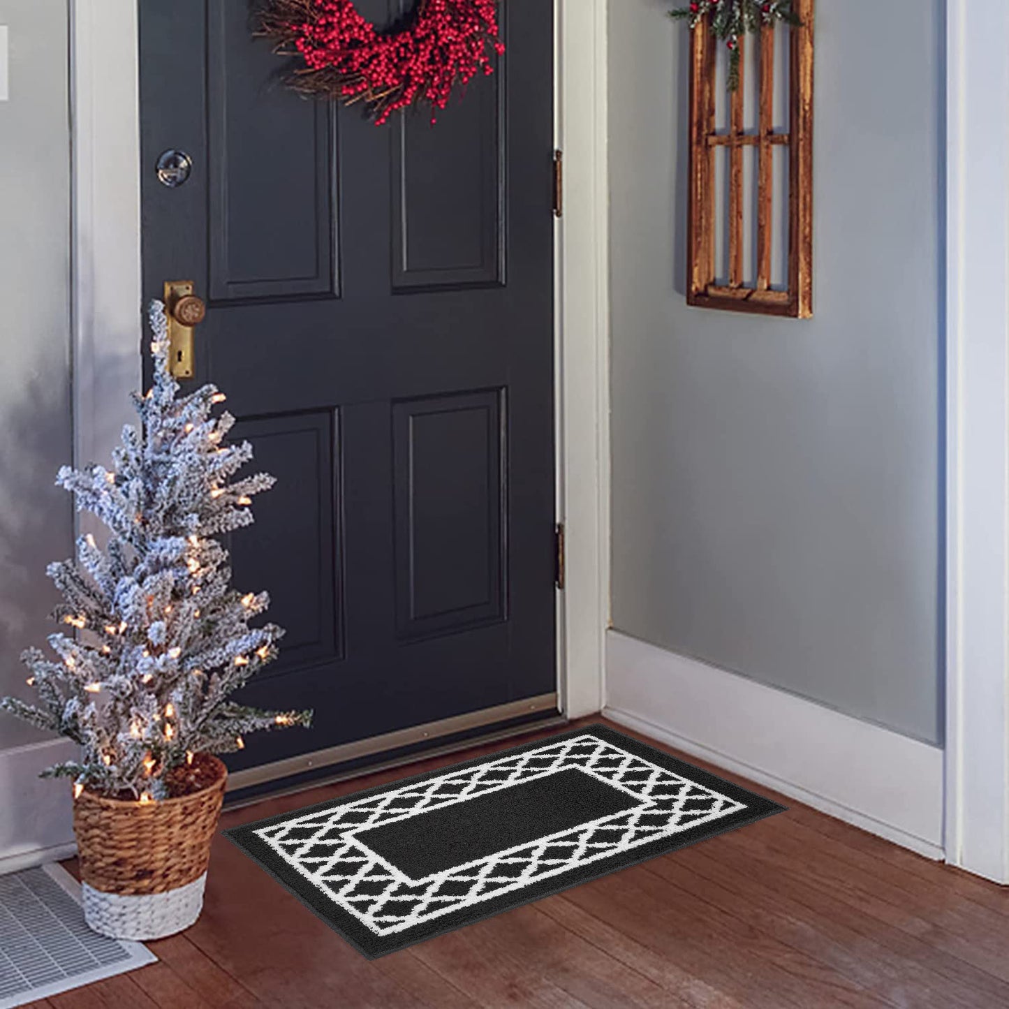 Decor Non-Slip Back Soft Runner Area Carpet Floor Area Rug Indoor Accent Decorative Mat, Moroccan Trellis Grey