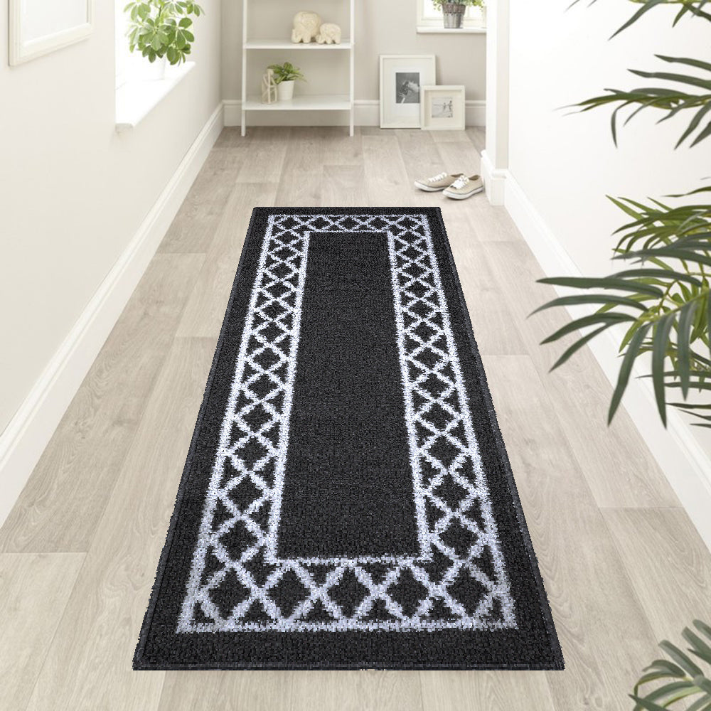 Decor Non-Slip Back Soft Runner Area Carpet Floor Area Rug Indoor Accent Decorative Mat, Moroccan Trellis Grey