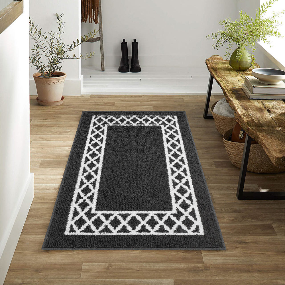 Decor Non-Slip Back Soft Runner Area Carpet Floor Area Rug Indoor Accent Decorative Mat, Moroccan Trellis Grey