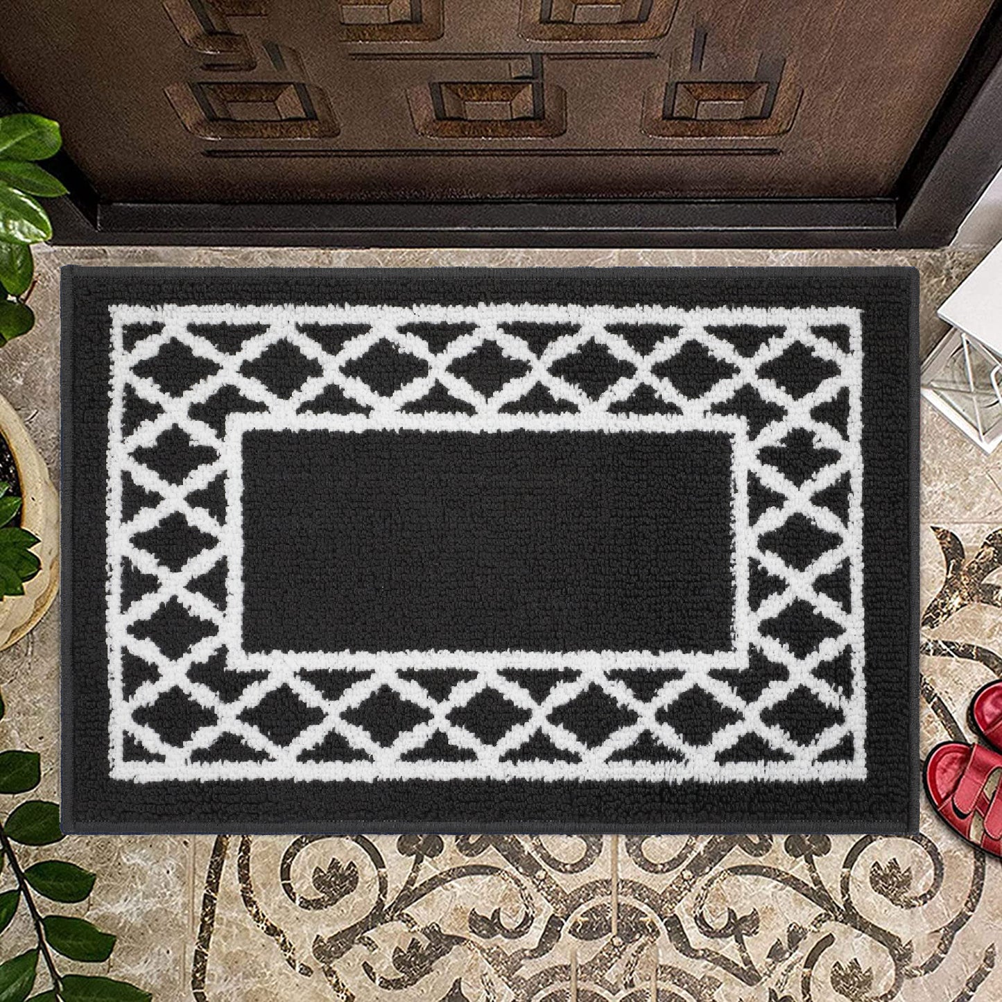 Decor Non-Slip Back Soft Runner Area Carpet Floor Area Rug Indoor Accent Decorative Mat, Moroccan Trellis Grey
