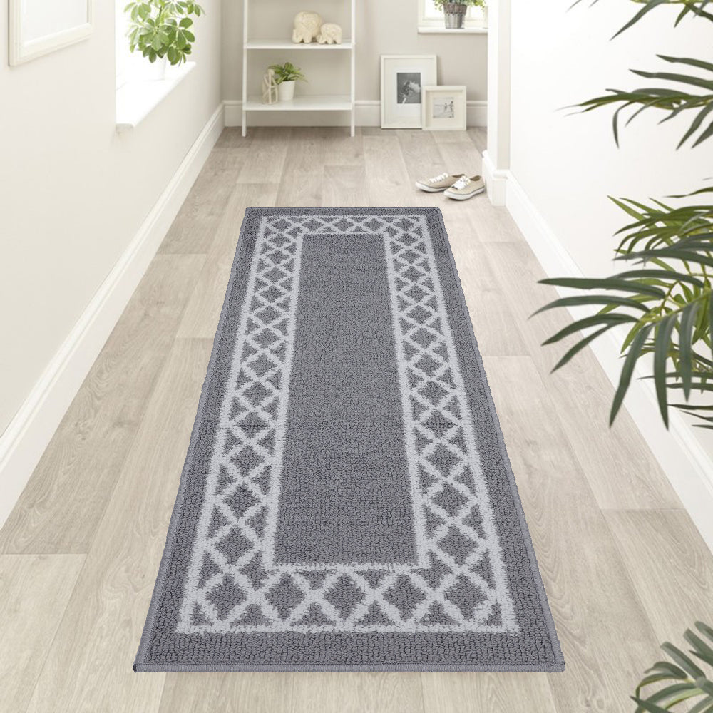 Decor Non-Slip Back Soft Runner Area Carpet Floor Area Rug Indoor Accent Decorative Mat, Moroccan Trellis Silver