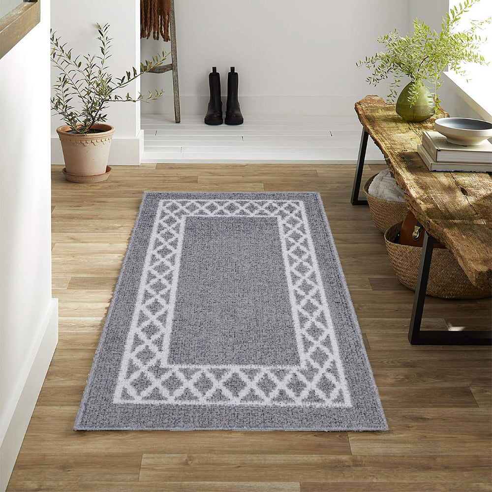 Decor Non-Slip Back Soft Runner Area Carpet Floor Area Rug Indoor Accent Decorative Mat, Moroccan Trellis Silver