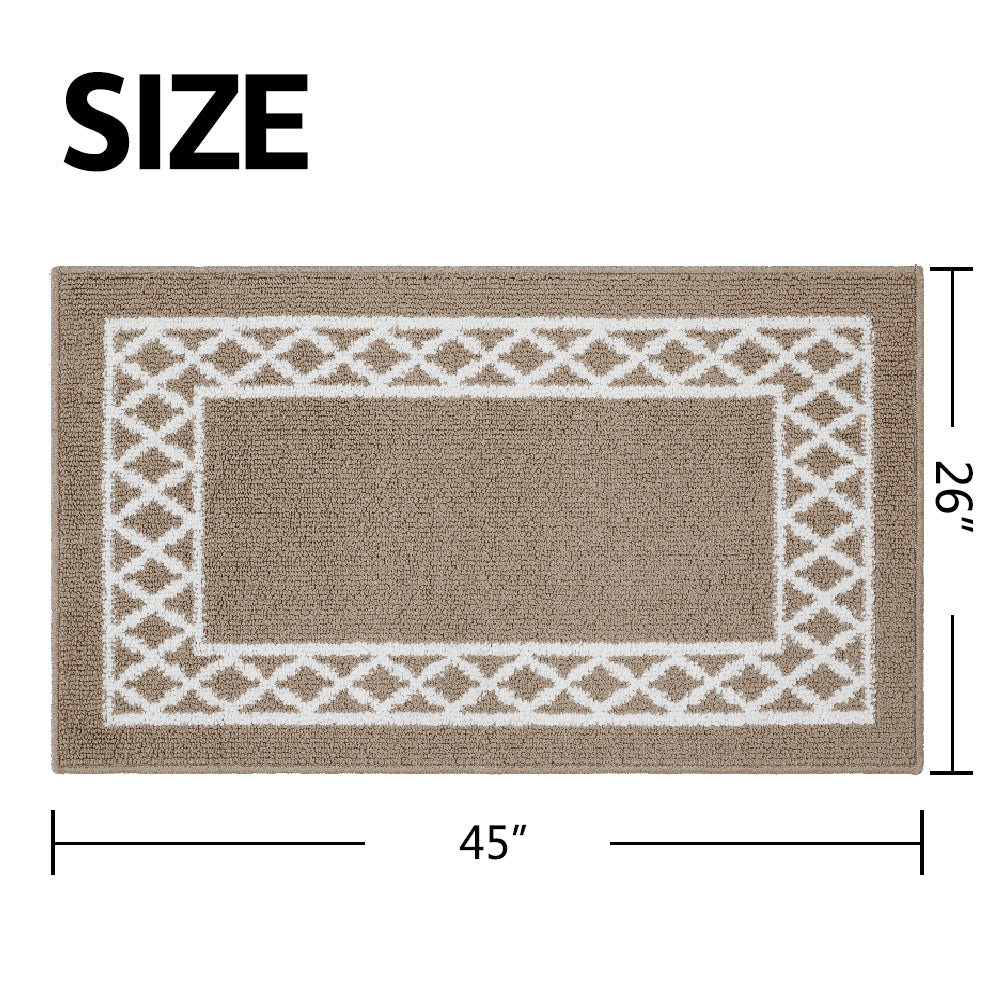 Decor Non-Slip Back Soft Runner Area Carpet Floor Area Rug Indoor Accent Decorative Mat, Moroccan Trellis Taupe