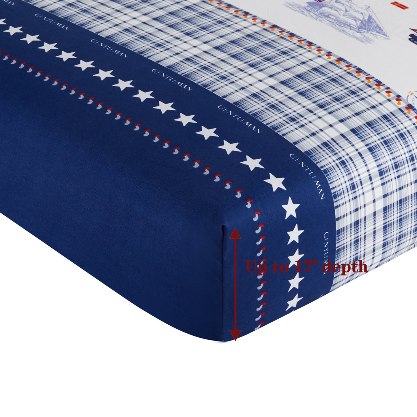 Kids Boys Printed 600 Thread Count Soft Cotton Percale Duvet Cover Fitted Sheet Ensemble Bedding Set, Nautical Sailing Boat Pattern