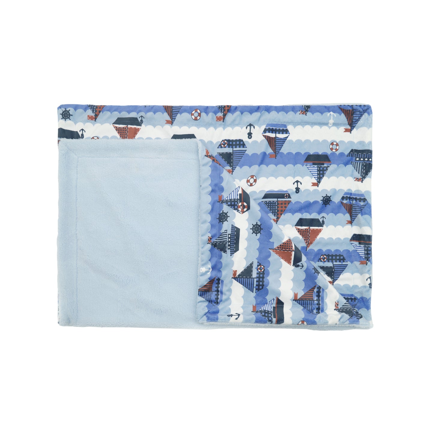 Kid Printed Fluffy Plush Soft Warm Flannel Fleece Children Throw Sherpa Kids Blanket, 40" x 50" Nautical Sailing Boat