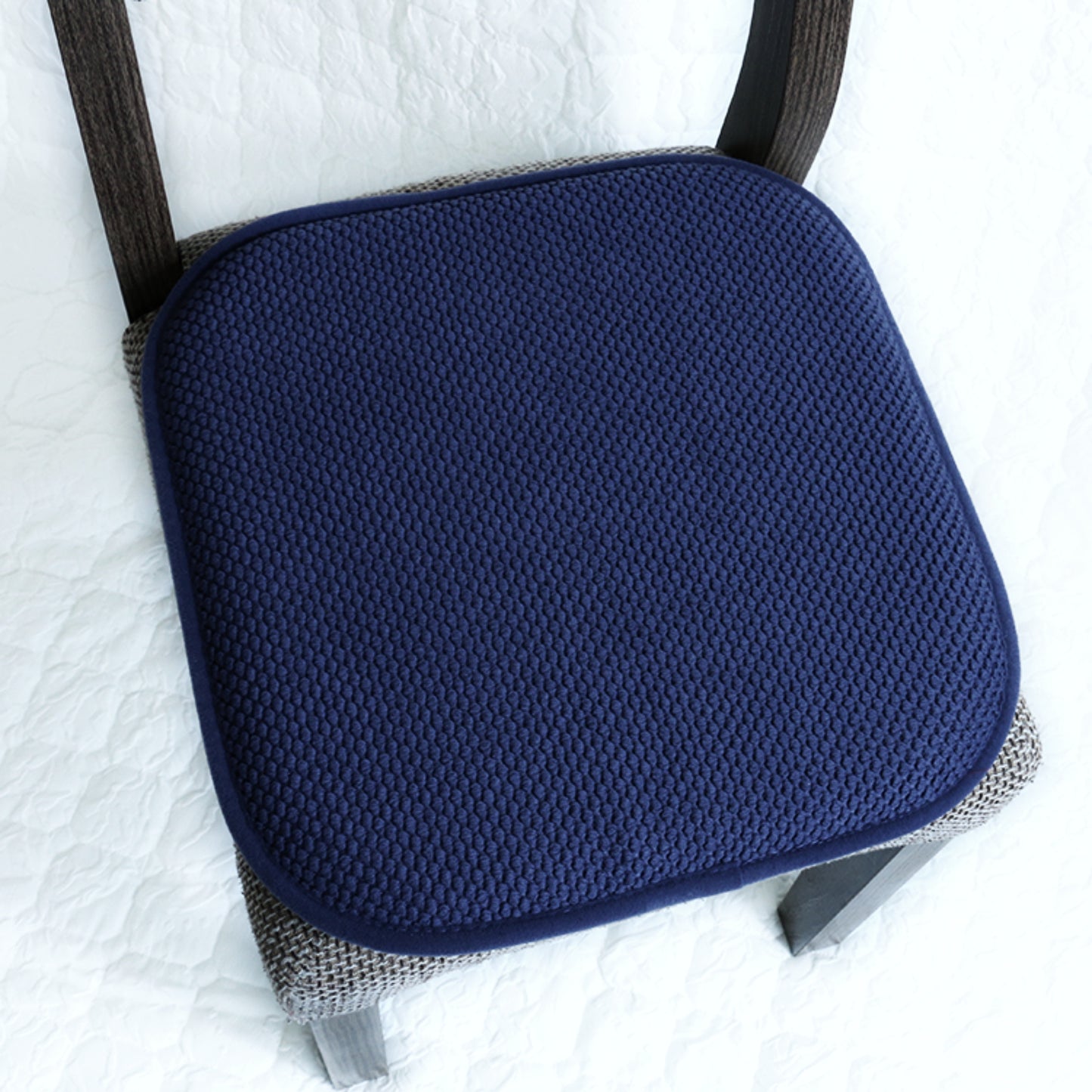 Memory Foam Honeycomb Premium Thick Chair Nonslip Rubber Back Seat Pads Kitchen Chair Cushion Set 16 x 16 Inch, Navy Blue