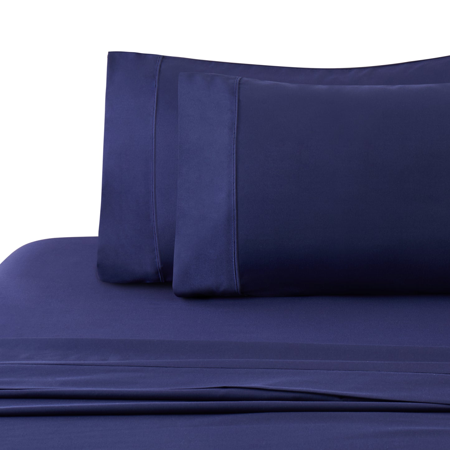600 Thread Count Cotton Percale Soft Deep Pocket Solid Bedding All Season Sheet Set, Navy Blue