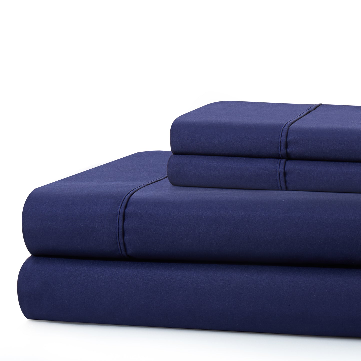 600 Thread Count Cotton Percale Soft Deep Pocket Solid Bedding All Season Sheet Set, Navy Blue