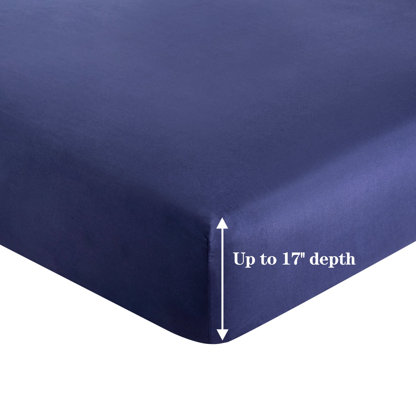 600 Thread Count Cotton Percale Soft Deep Pocket Solid Bedding All Season Sheet Set, Navy Blue