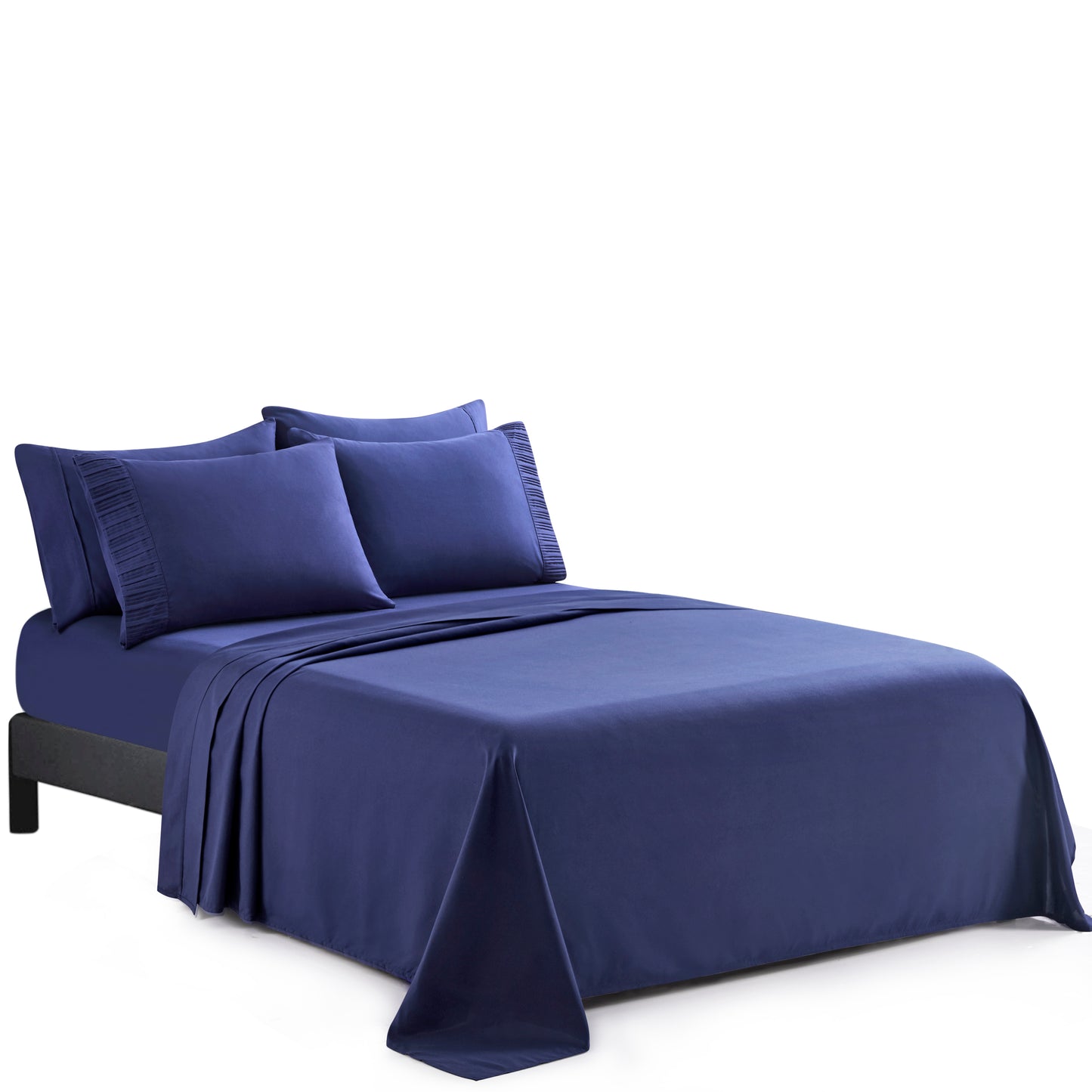 Solid Rayon from Bamboo Soft Silky Deep Pocket Bedding All Season Sheet Set, Navy Blue