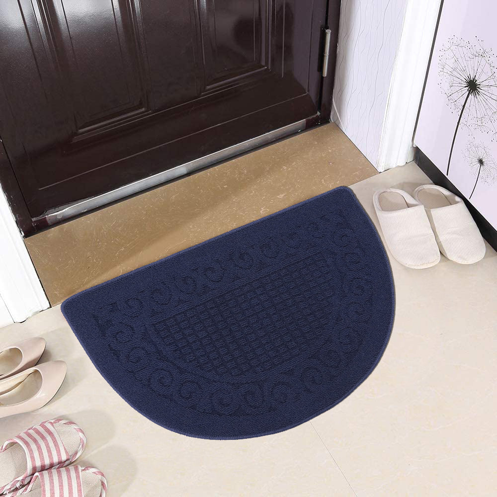 Jacquard Solid Decor Non-Slip Carpet Floor Mat Indoor Kitchen Rug, Half Moon 20 x 32 Inch