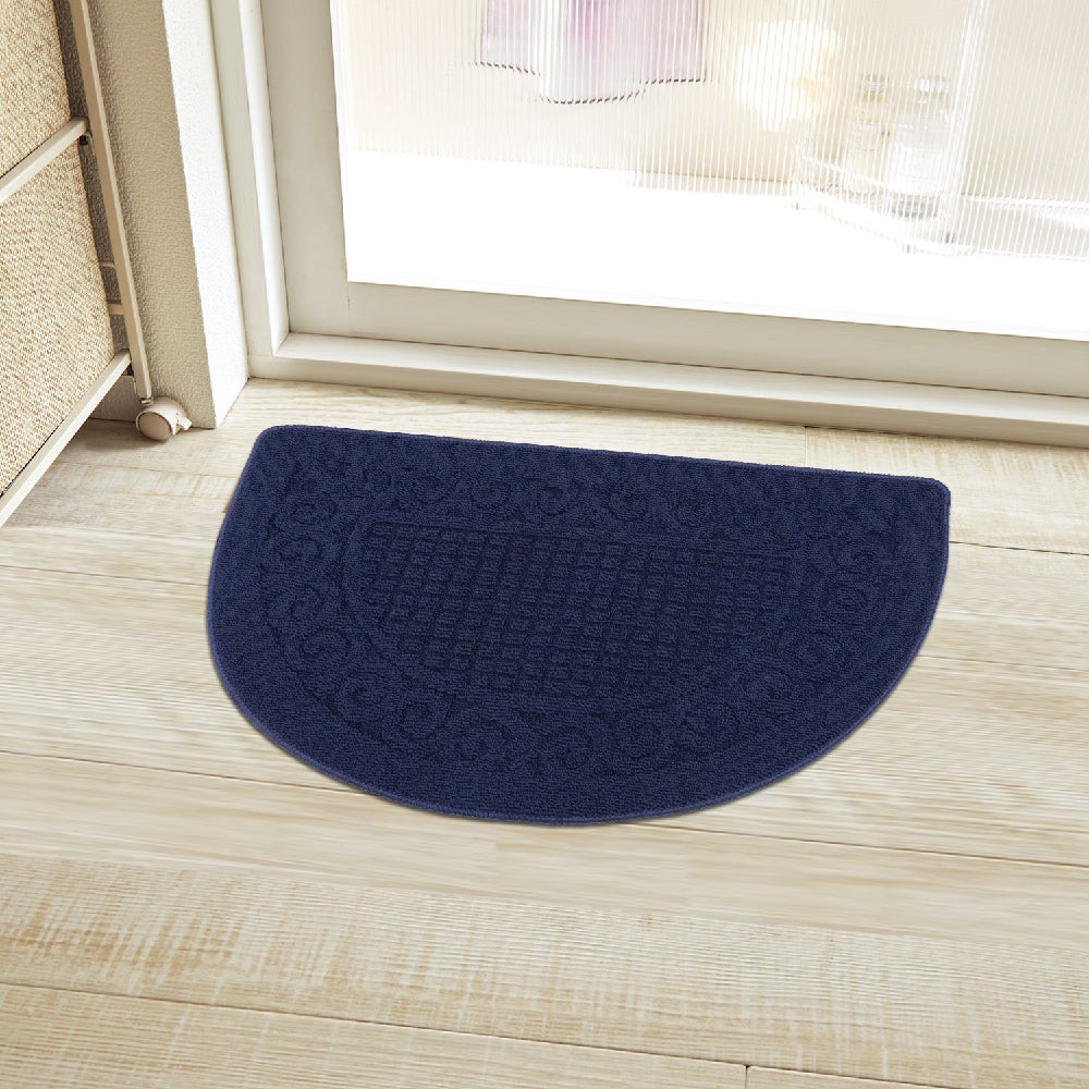Jacquard Solid Decor Non-Slip Carpet Floor Mat Indoor Kitchen Rug, Half Moon 20 x 32 Inch