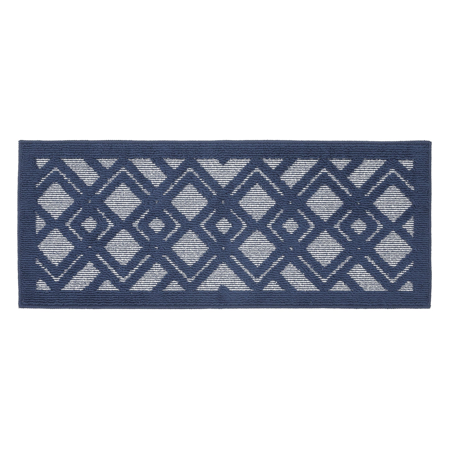 Decor Non-Slip Back Water Absorbent Soft Woven Runner Area Carpet Floor Mat Indoor Kitchen Rug, Navy Blue Geometric Design