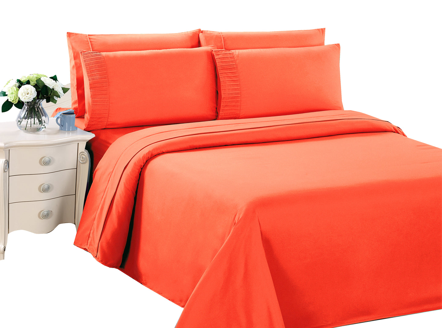 Solid Rayon from Bamboo Soft Silky Deep Pocket Bedding All Season Sheet Set, Orange