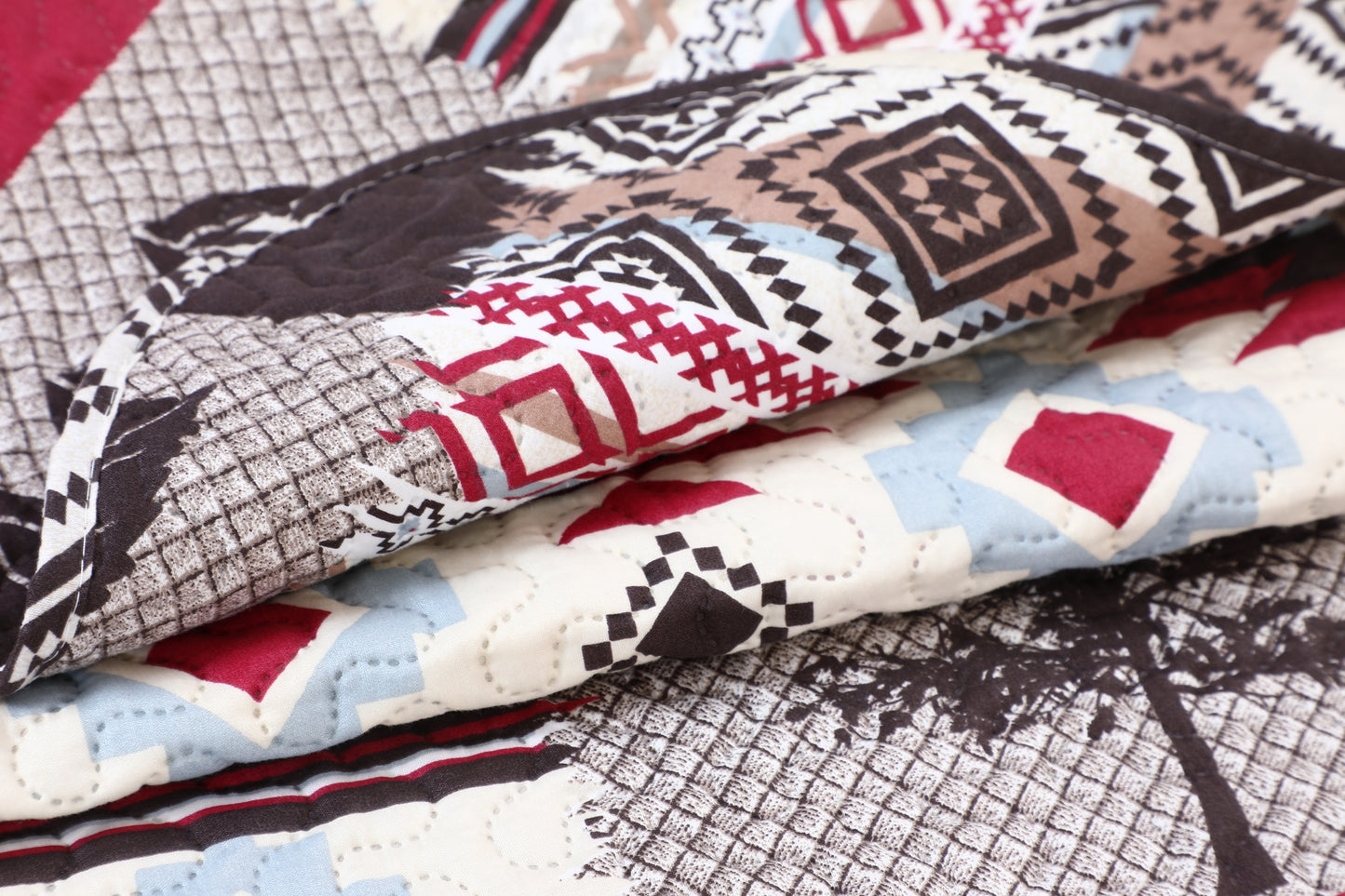 Printed Embossed Pinsonic Soft Bedding Summer Quilt Set, Cabin Moose Bear