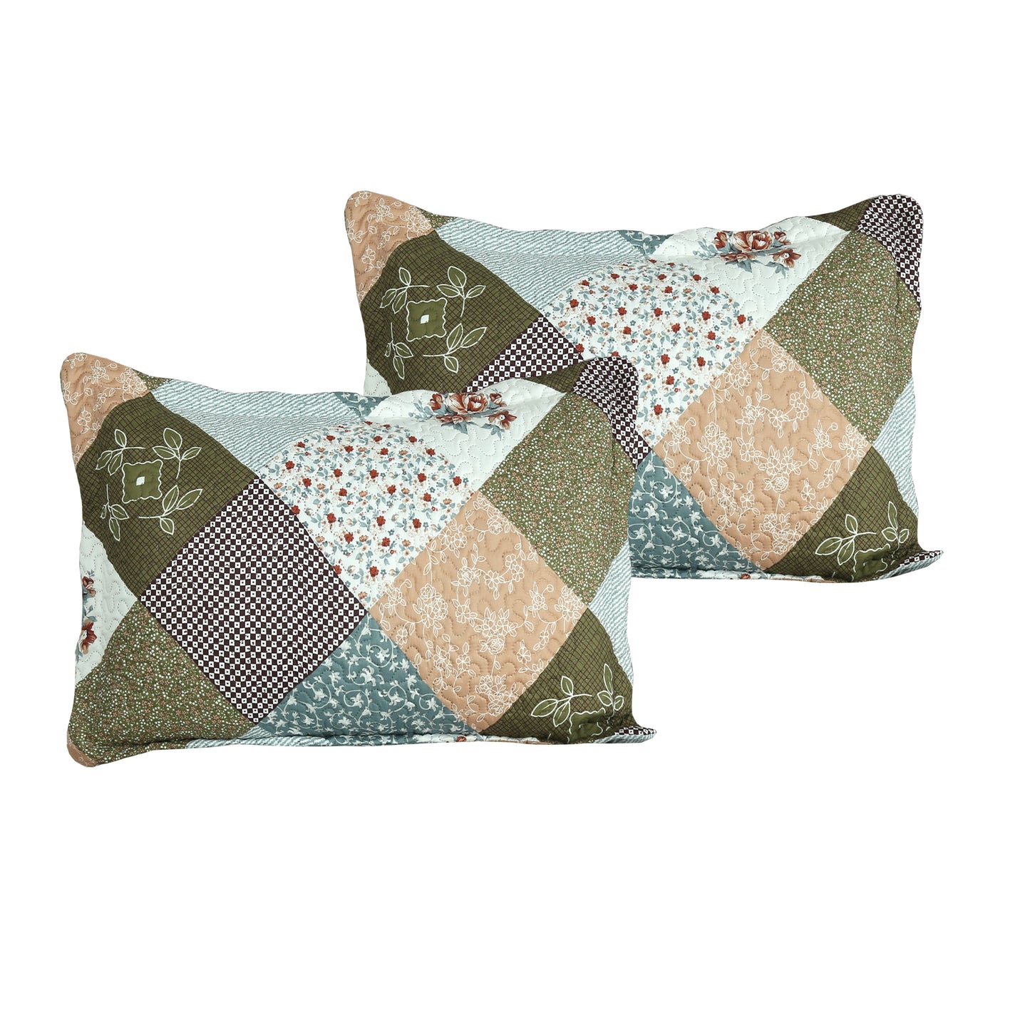Printed Embossed Pinsonic Soft Bedding Summer Quilt Set, Modern Floral Plaid