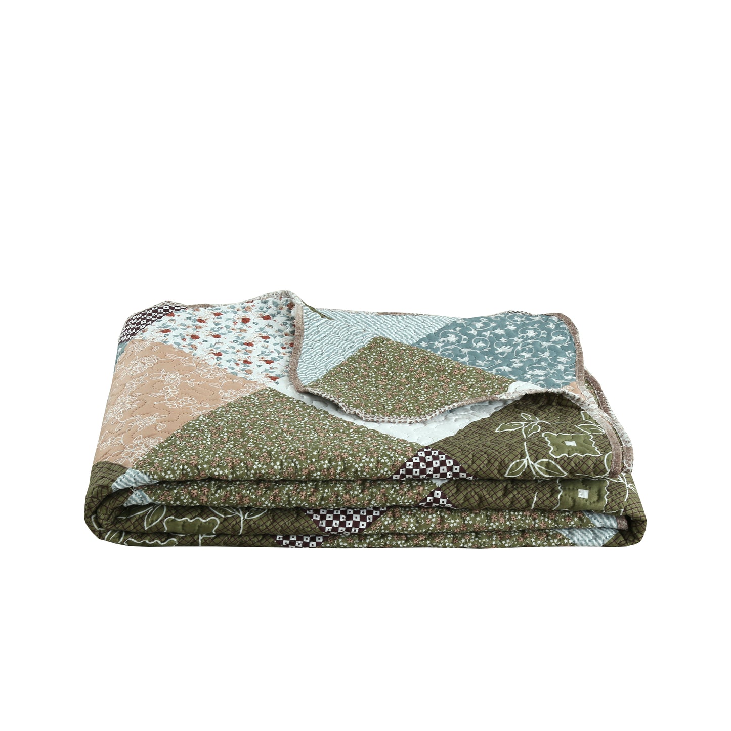 Printed Embossed Pinsonic Soft Bedding Summer Quilt Set, Modern Floral Plaid