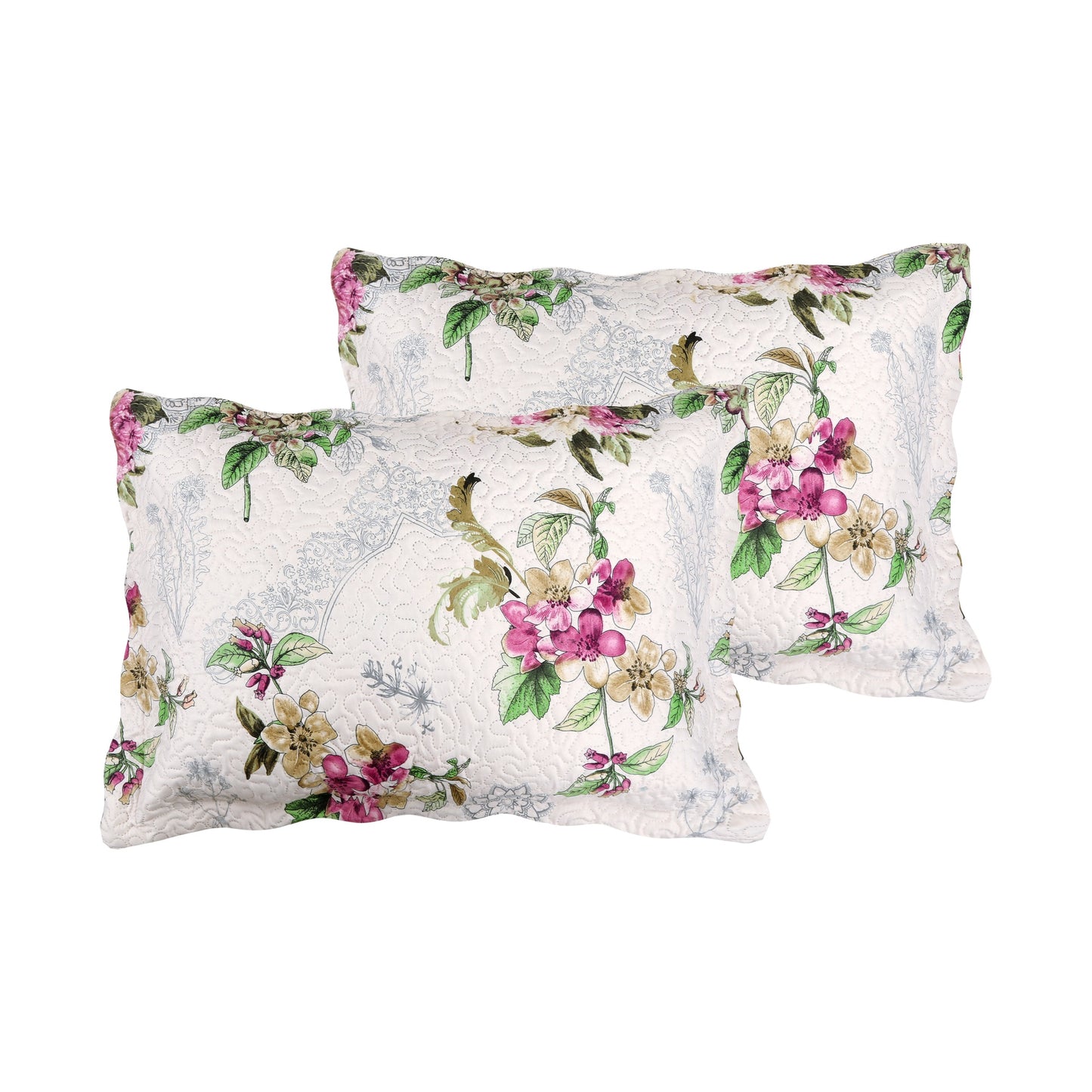 Printed Embossed Pinsonic Soft Bedding Summer Quilt Set, Purple Floral Mandala