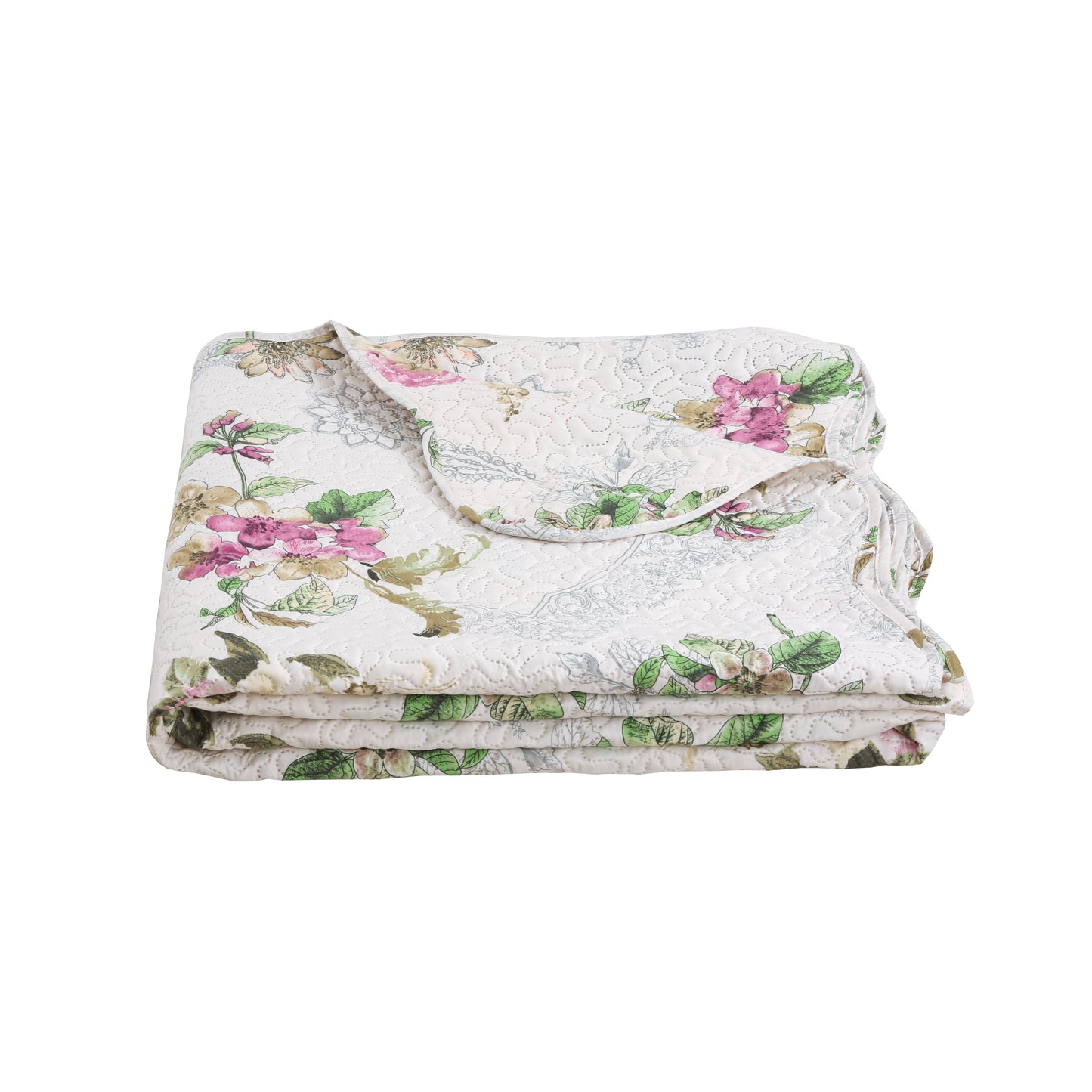 Printed Embossed Pinsonic Soft Bedding Summer Quilt Set, Purple Floral Mandala